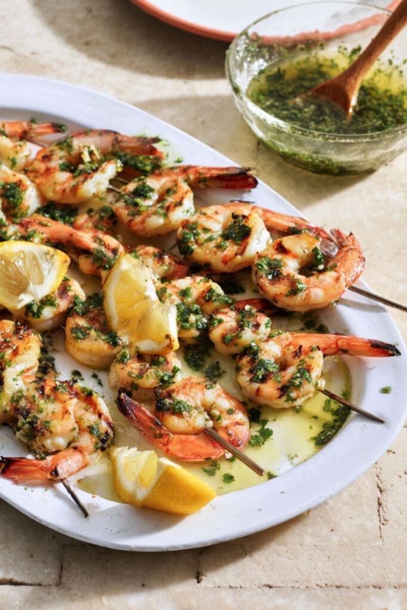 Shrimp Skewers with Salmoriglio
