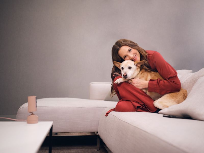 Drew Barrymore and Her Rescue Dog Douglas