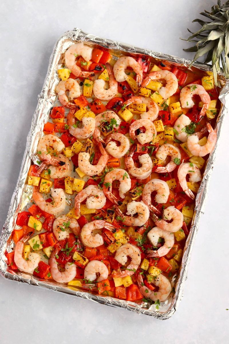 Shrimp, Pineapple, and Bell Pepper Bake