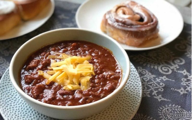 Chili with a Cinnamon Roll