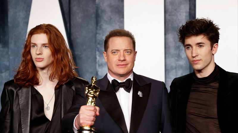 Brendan Fraser and Leland and Holden Fraser