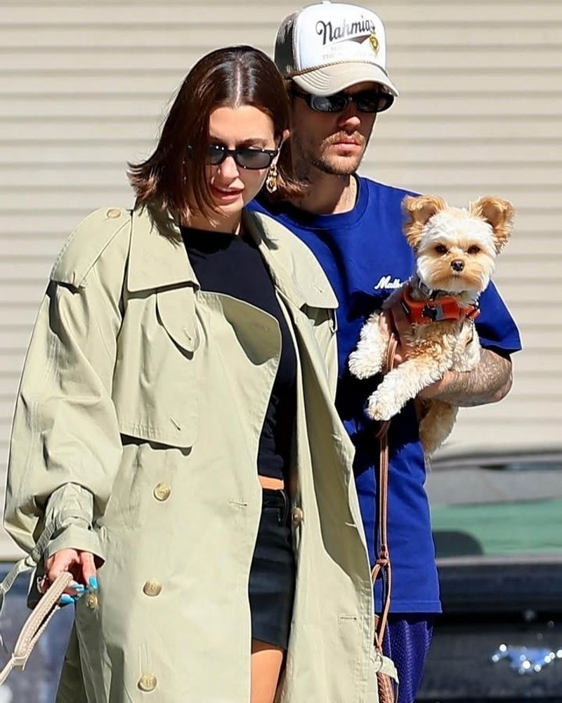 Justin Bieber, Hailey, and Their Dogs Oscar and Piggy Lou