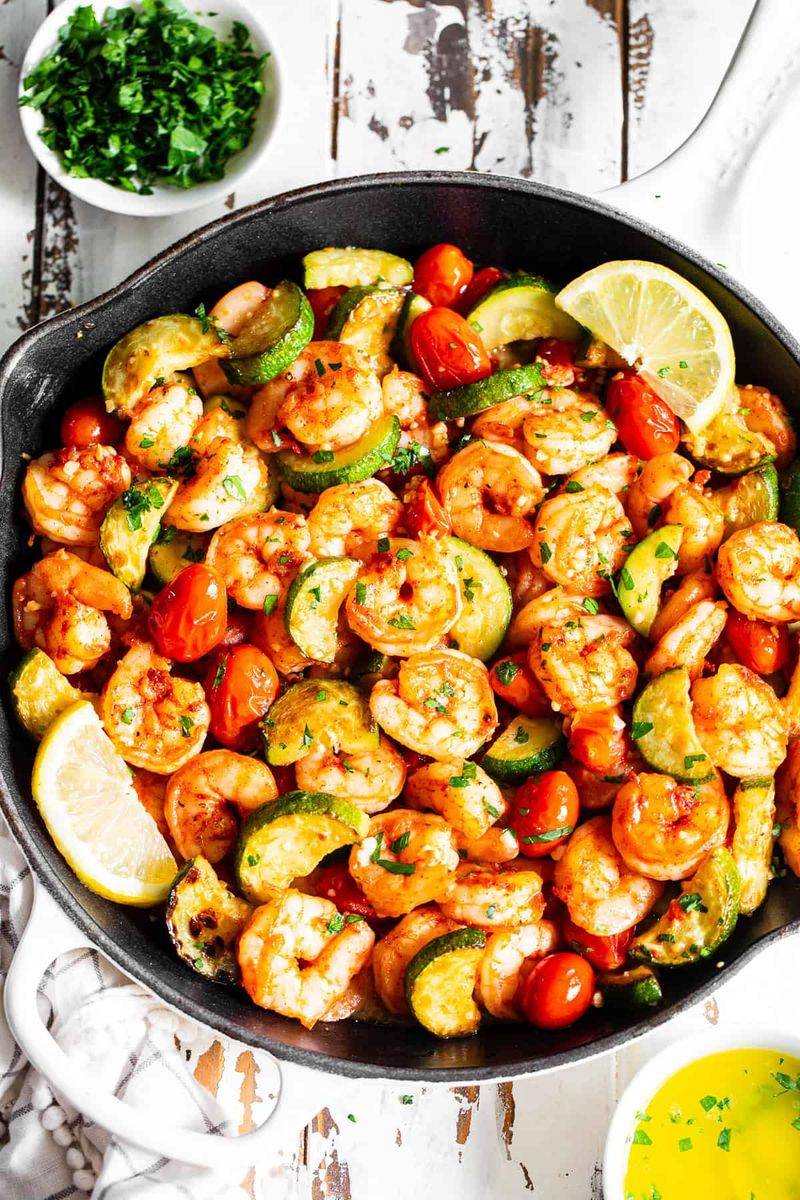 Garlic Butter Shrimp and Zucchini Tin