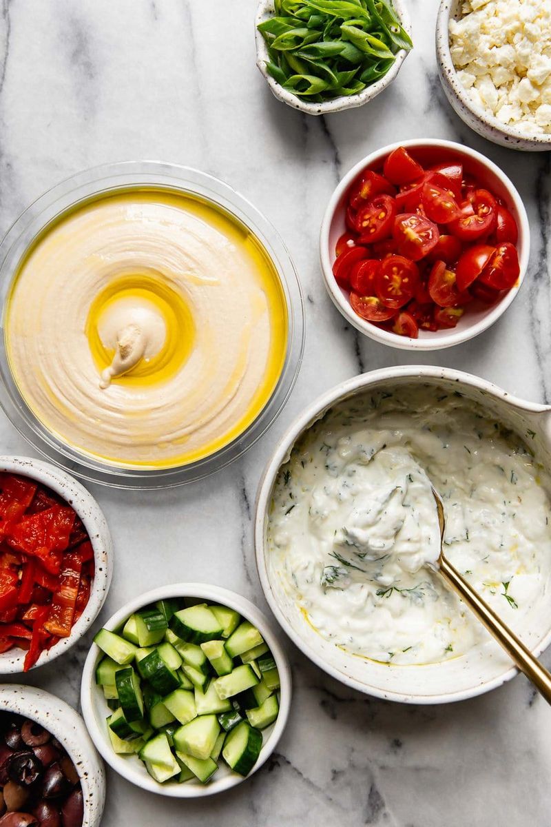 Hummus and Tzatziki