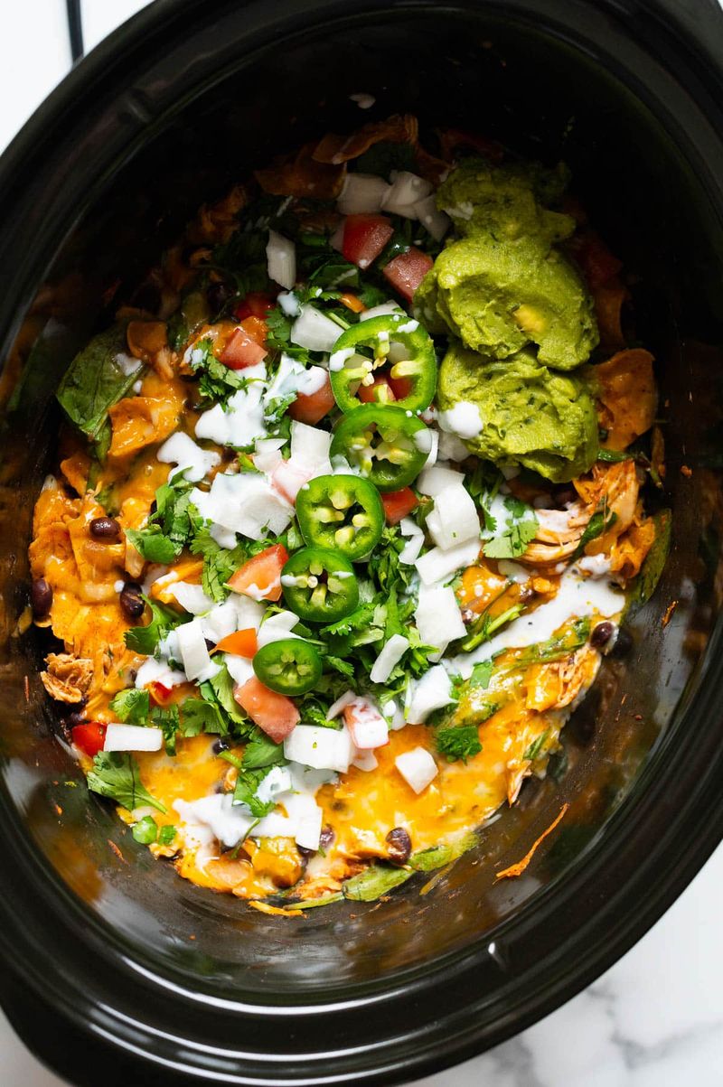 Slow Cooker Chicken Enchilada Casserole