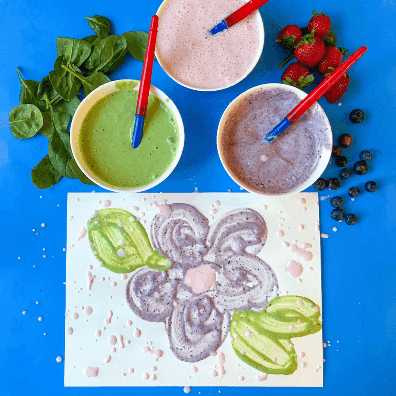 Edible Finger Paint With Yogurt and Food Coloring