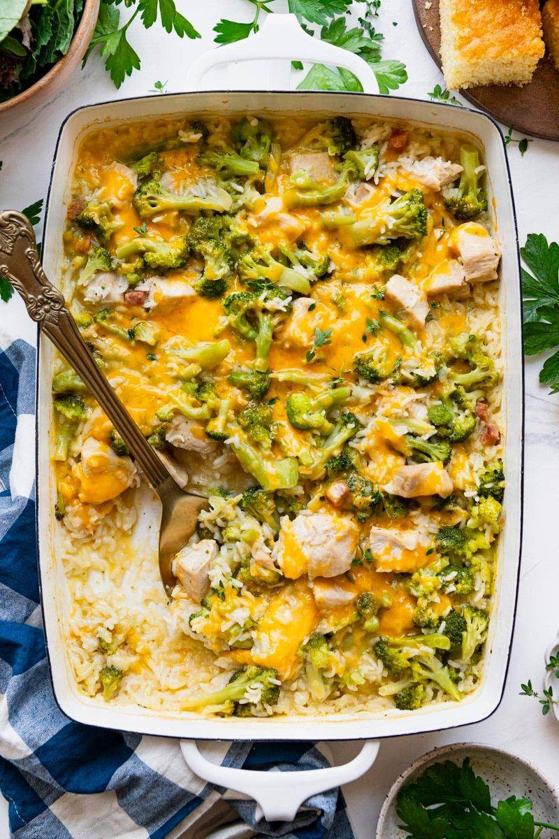 Dump-and-Bake Chicken Broccoli Rice Casserole