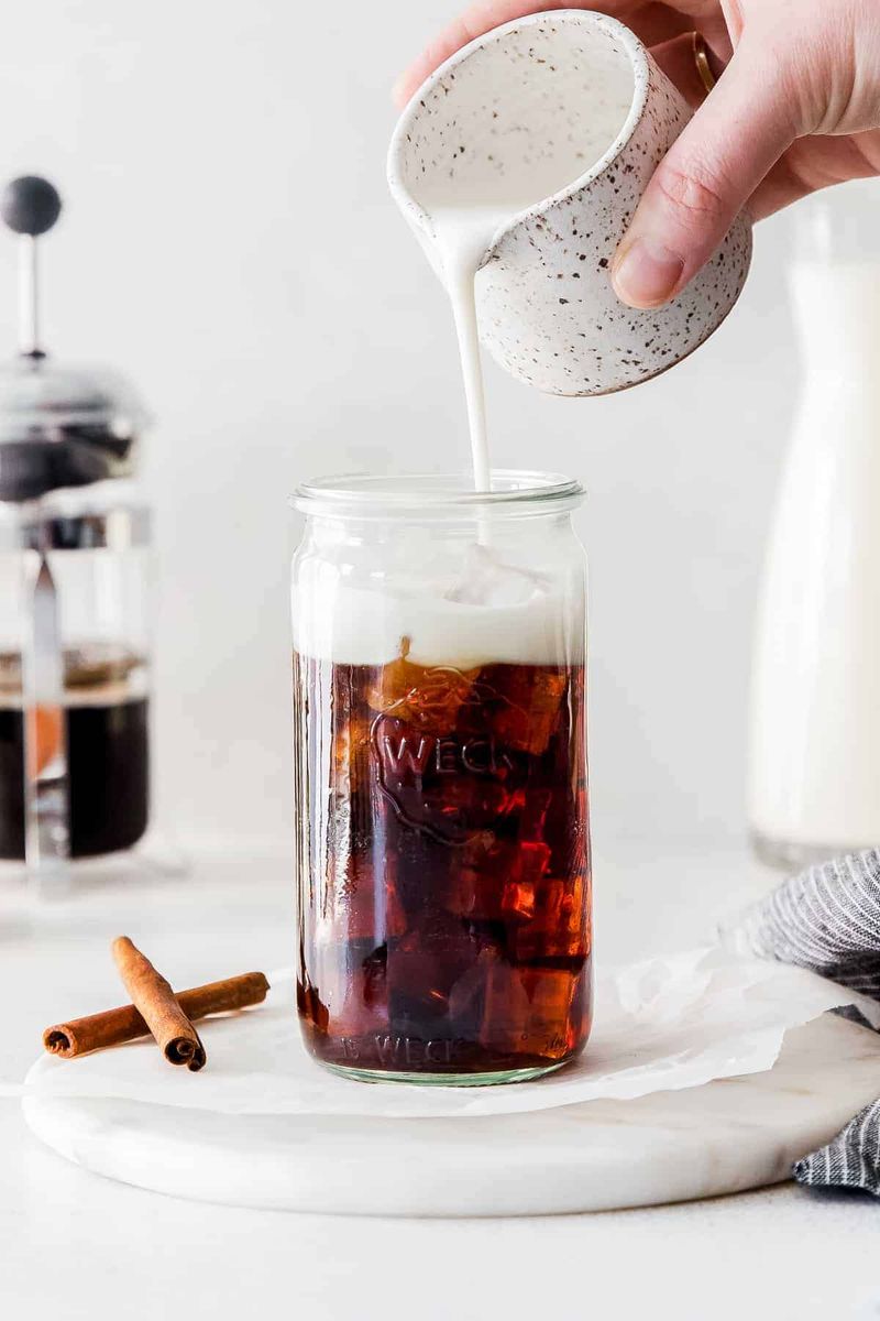 Cold Brew Coffee With a Splash of Oat Milk