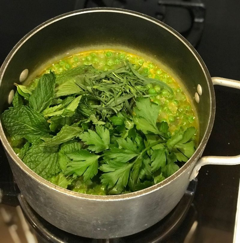 Fresh Herbs Added at the End