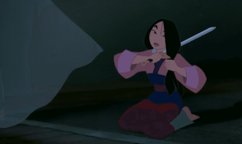 Mulan Cutting Her Hair Before Battle