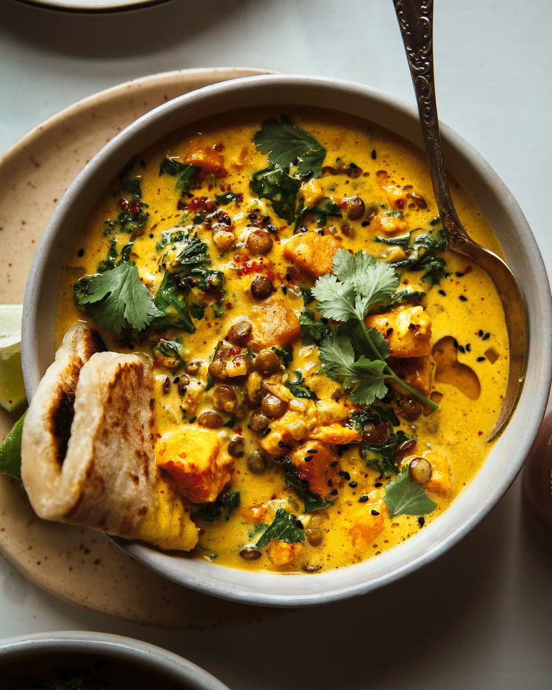 Curried Lentils and Fresh Cilantro