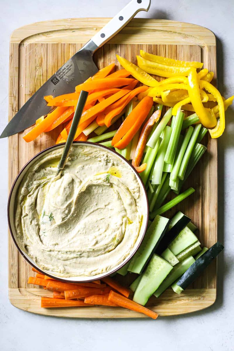 Hummus With Veggie Sticks Instead of Crackers and Dip