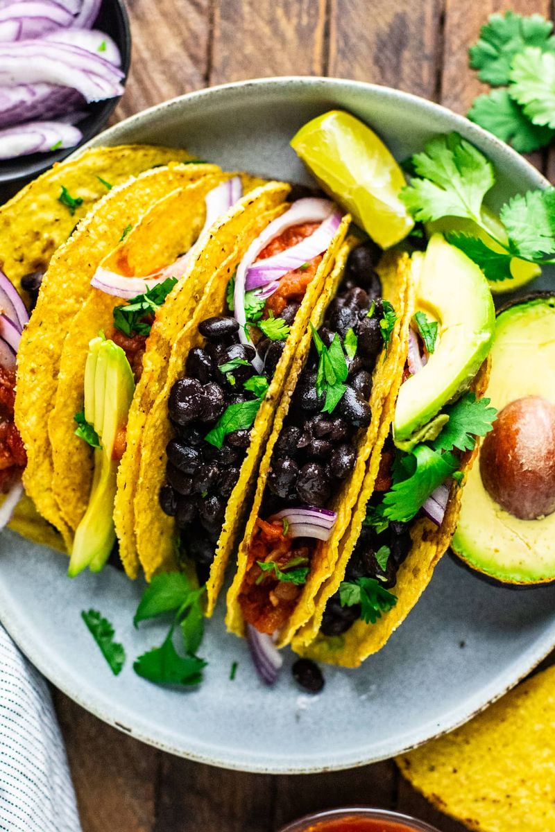 Black Bean Tacos with Avocado and Cabbage Slaw
