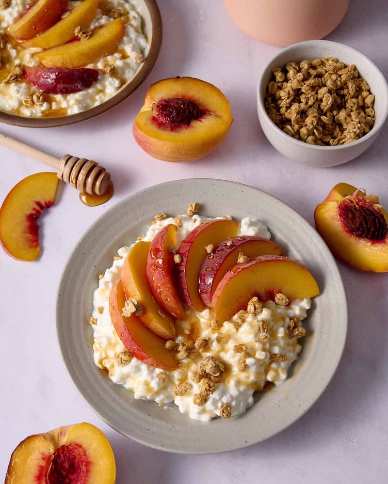 Cottage Cheese Peach Granola Bowl