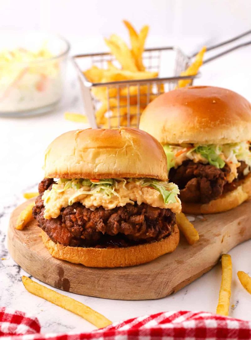 Fried Chicken Sandwich with Hot Pepper Chutney and Pimento Cheese