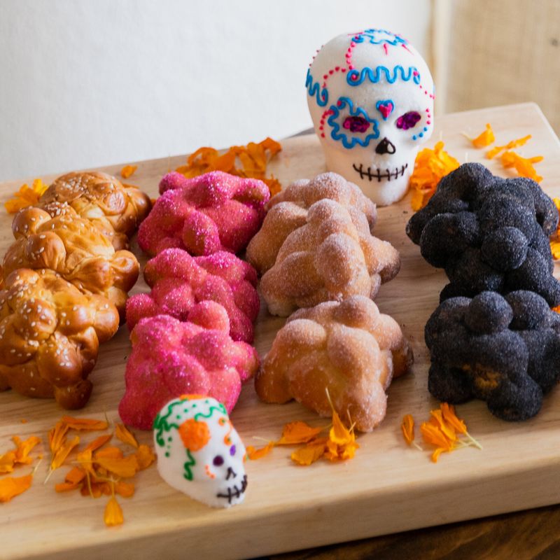 Marigold Flowers and Pan de Muerto - Mexico