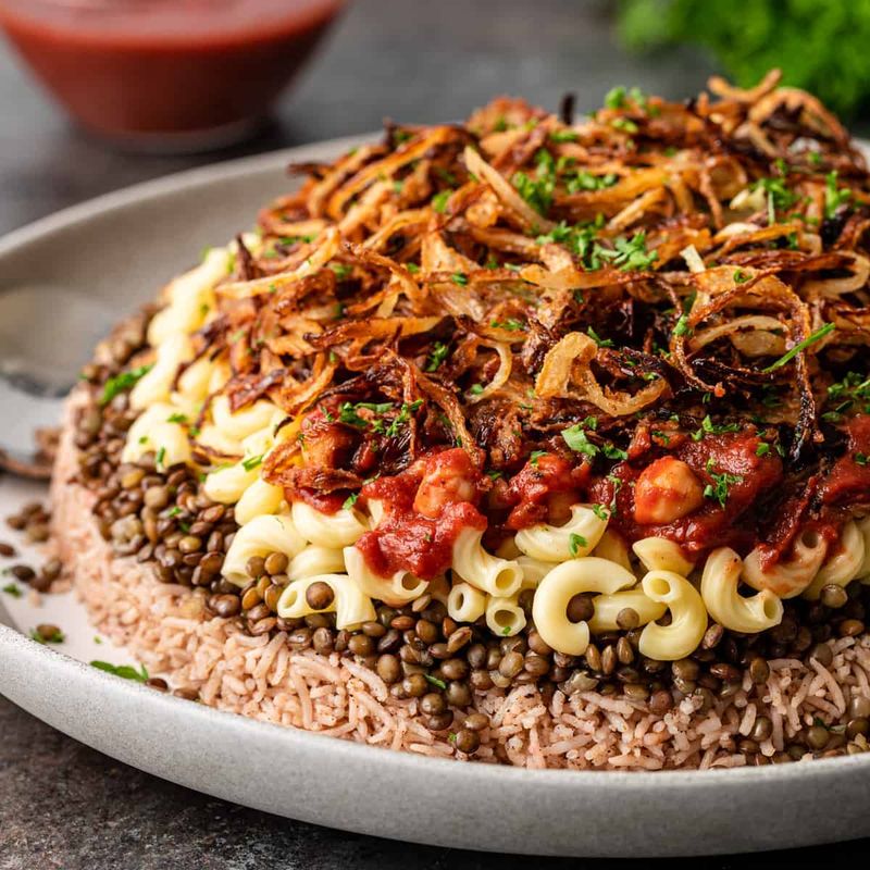Egyptian Koshari - Rice Lentils and Pasta