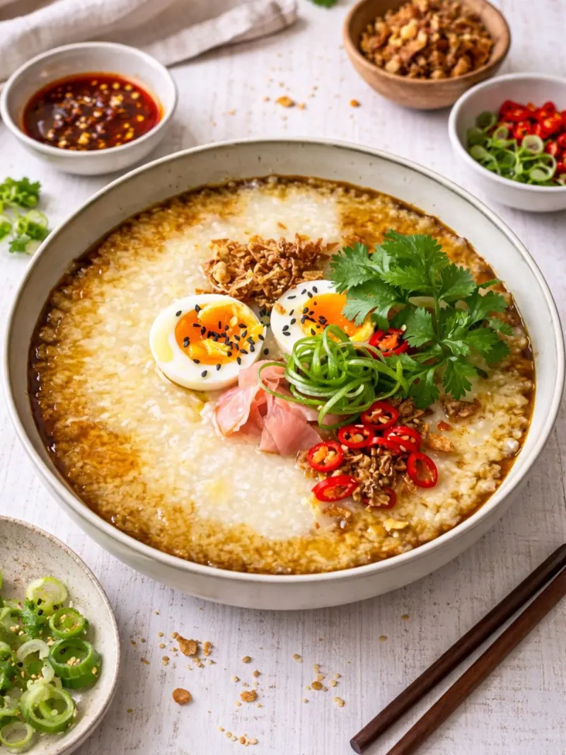 Congee with Soy Egg and Spring Onion