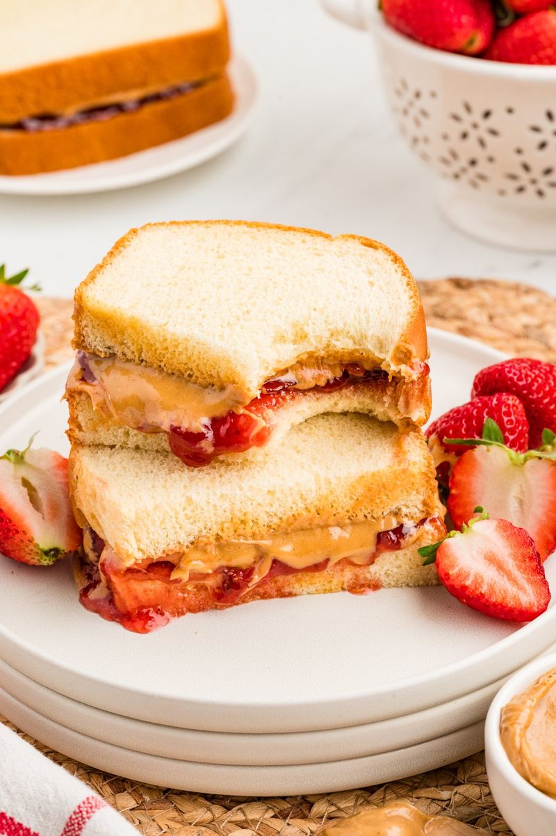 White Bread Sandwiches with Bologna or PB&J