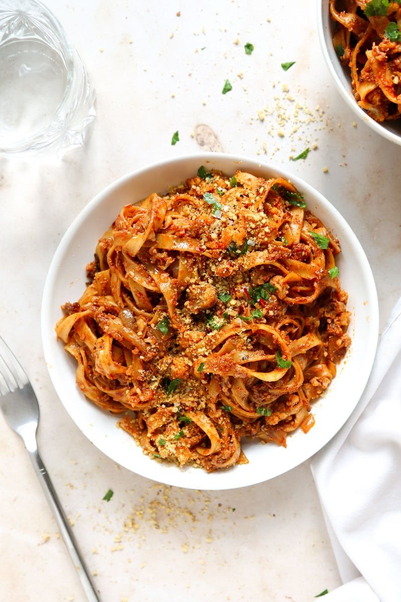 Cauliflower Bolognese Over Pasta