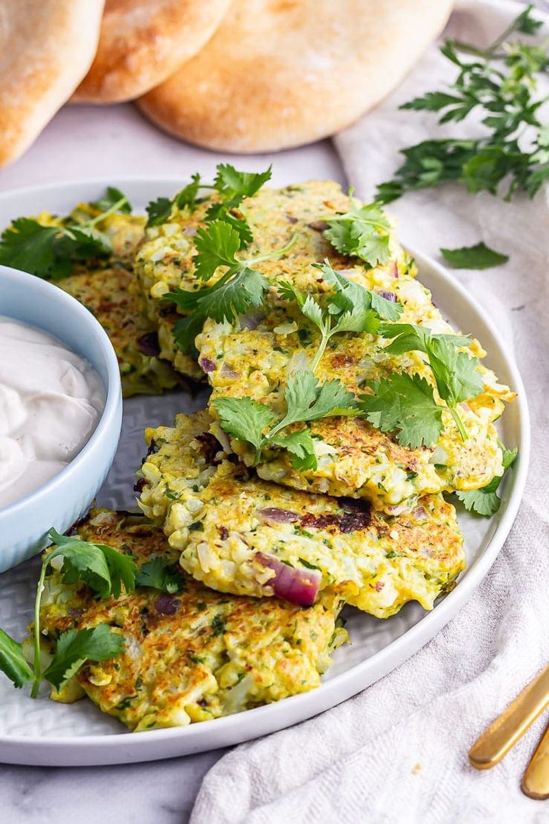 Cauliflower Fritters With Herbed Yogurt