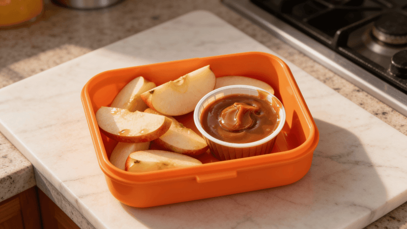Apple Slices with Caramel Dip and Cheese