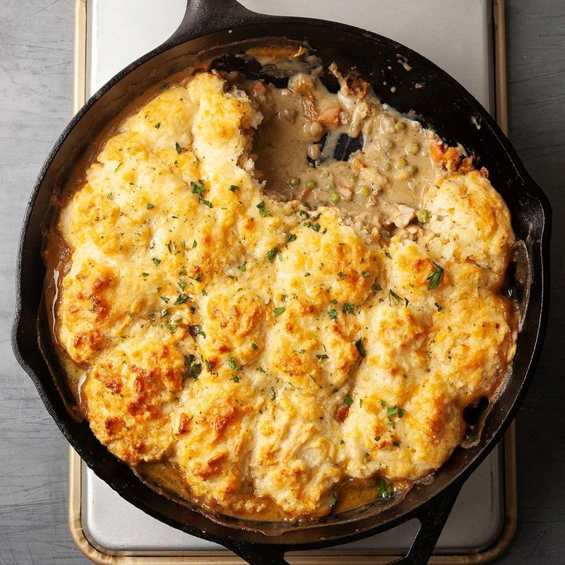 Chicken Pot Pie with Cheesy Biscuit Topping