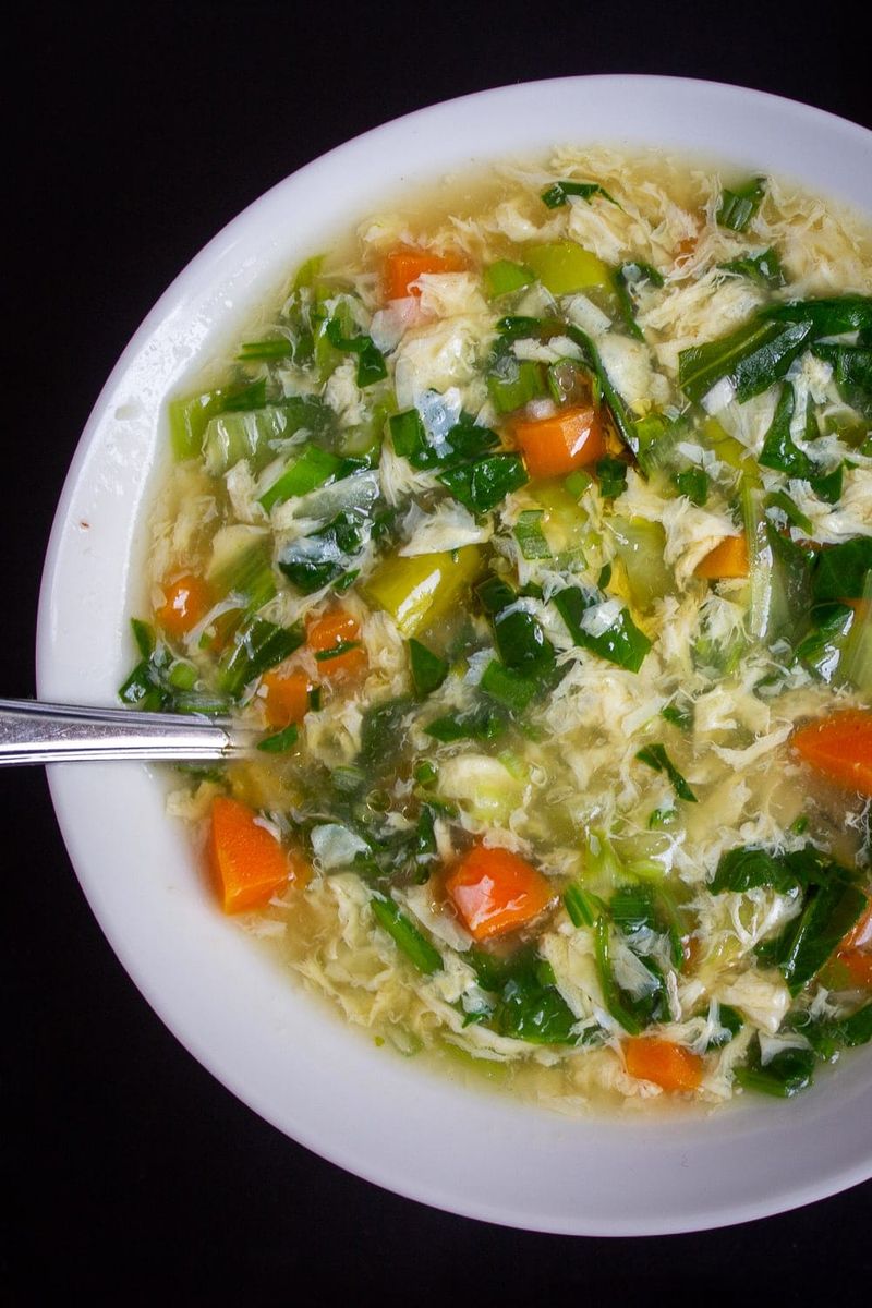 Vegetable Soup Egg Drop Breakfast