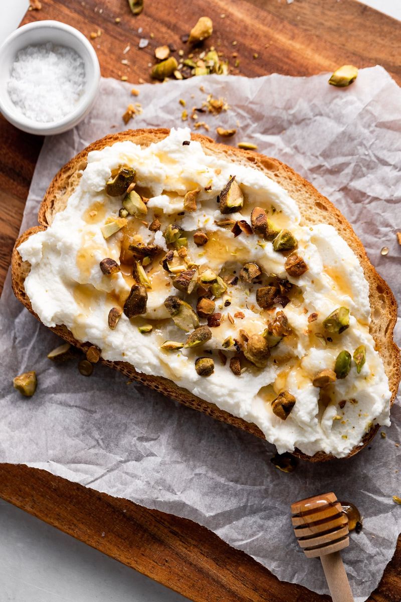 Ricotta Cheese on Whole Grain Toast