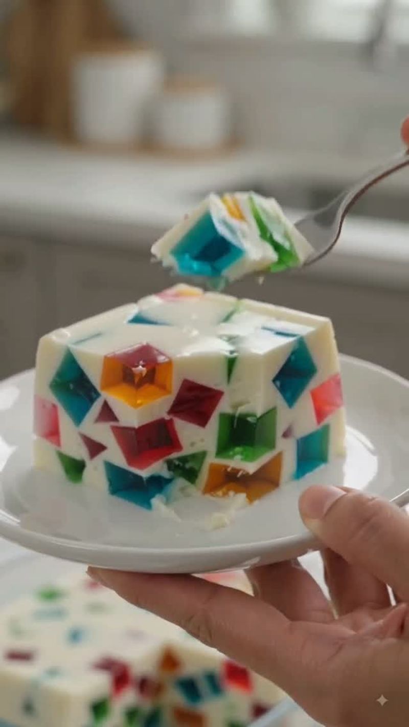 Layered Jello Cake (Stained Glass Effect)