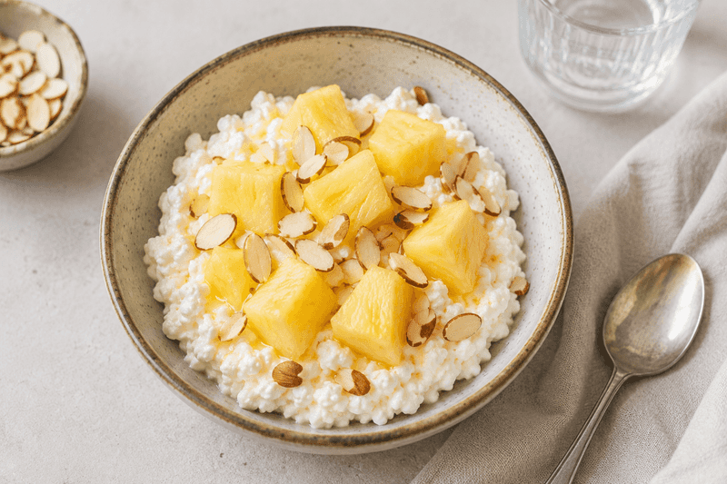A Small Portion of Cottage Cheese With Pineapple