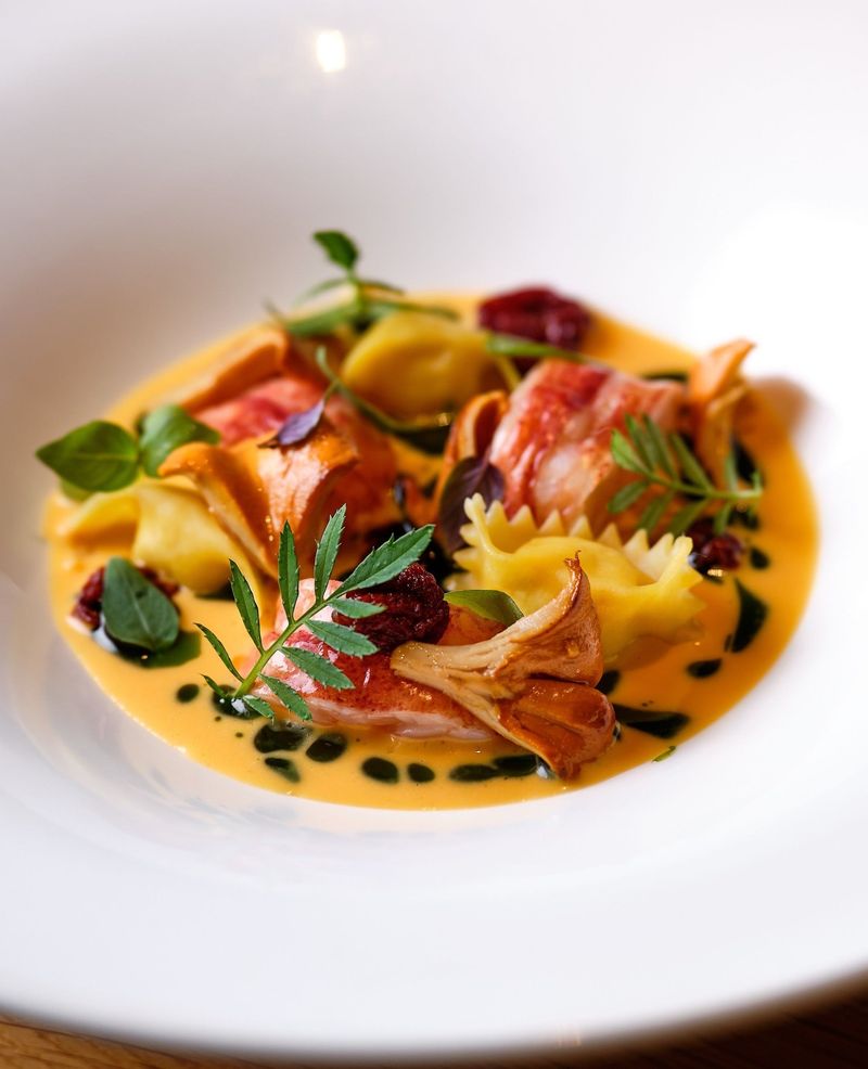 Lobster Ravioli with Crayfish Bisque