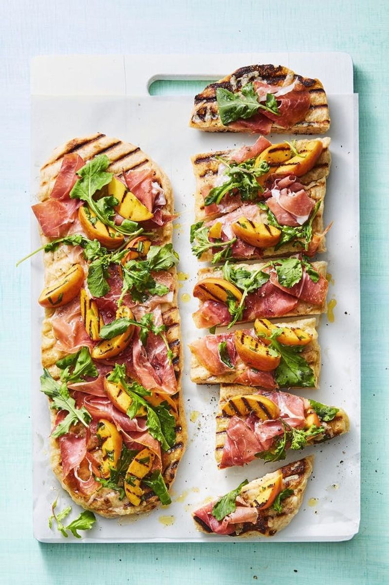 Grilled Peach and Prosciutto Flatbread