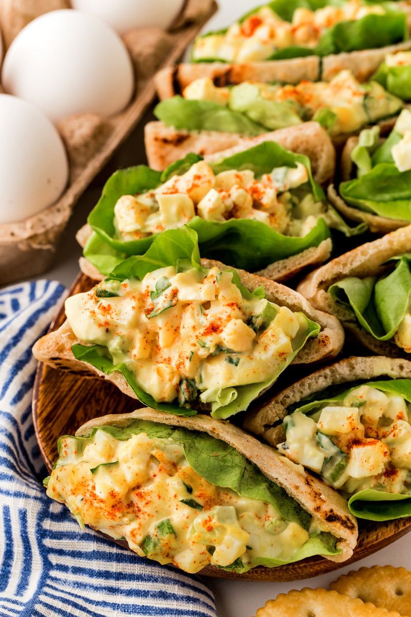 Egg Salad Stuffed in Mini Pita Pockets