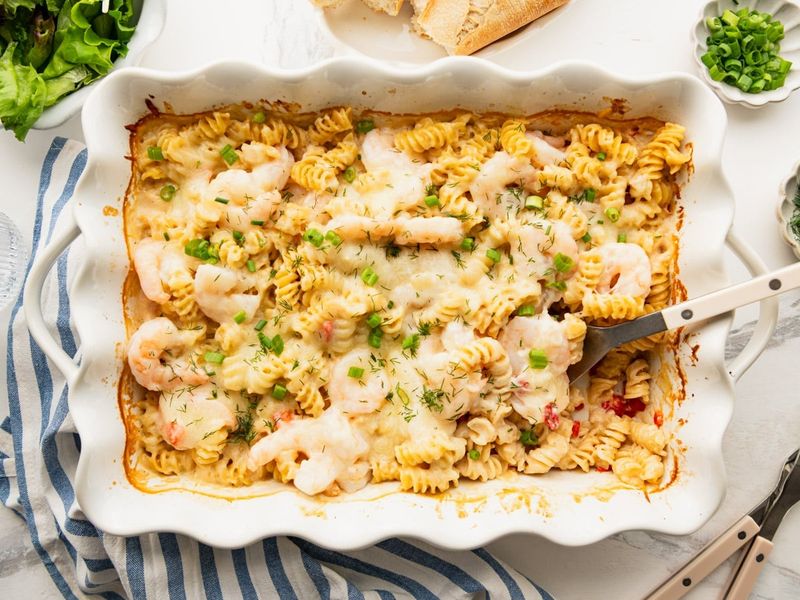 Dump-and-Bake Creamy Shrimp Pasta