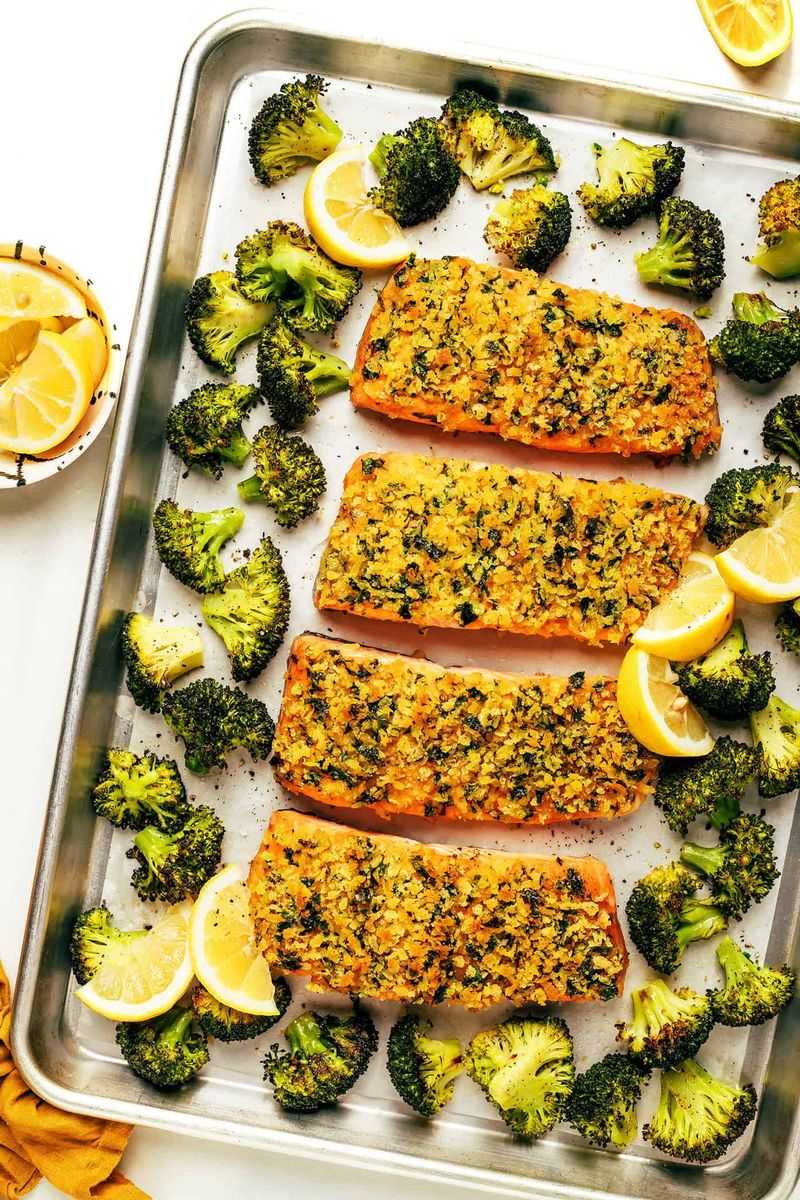 Sheet Pan Panko Salmon and Crispy Broccoli