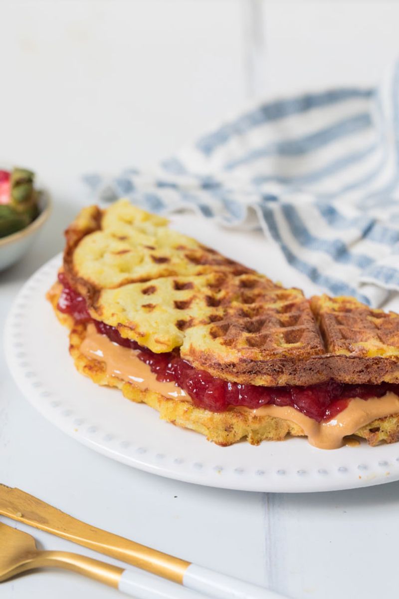 Sunflower Butter and Jelly on a Waffle