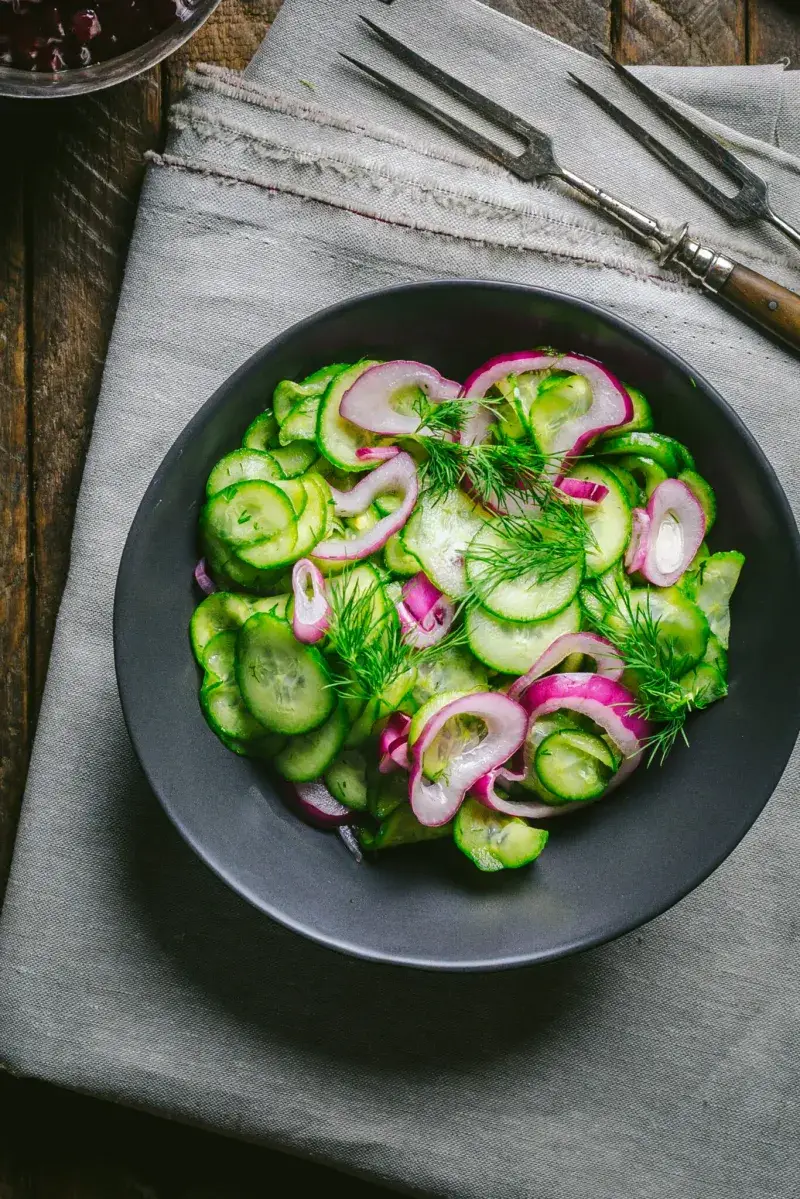 Swedish Cucumber Salad with Yoghurt Dressing - Sweden