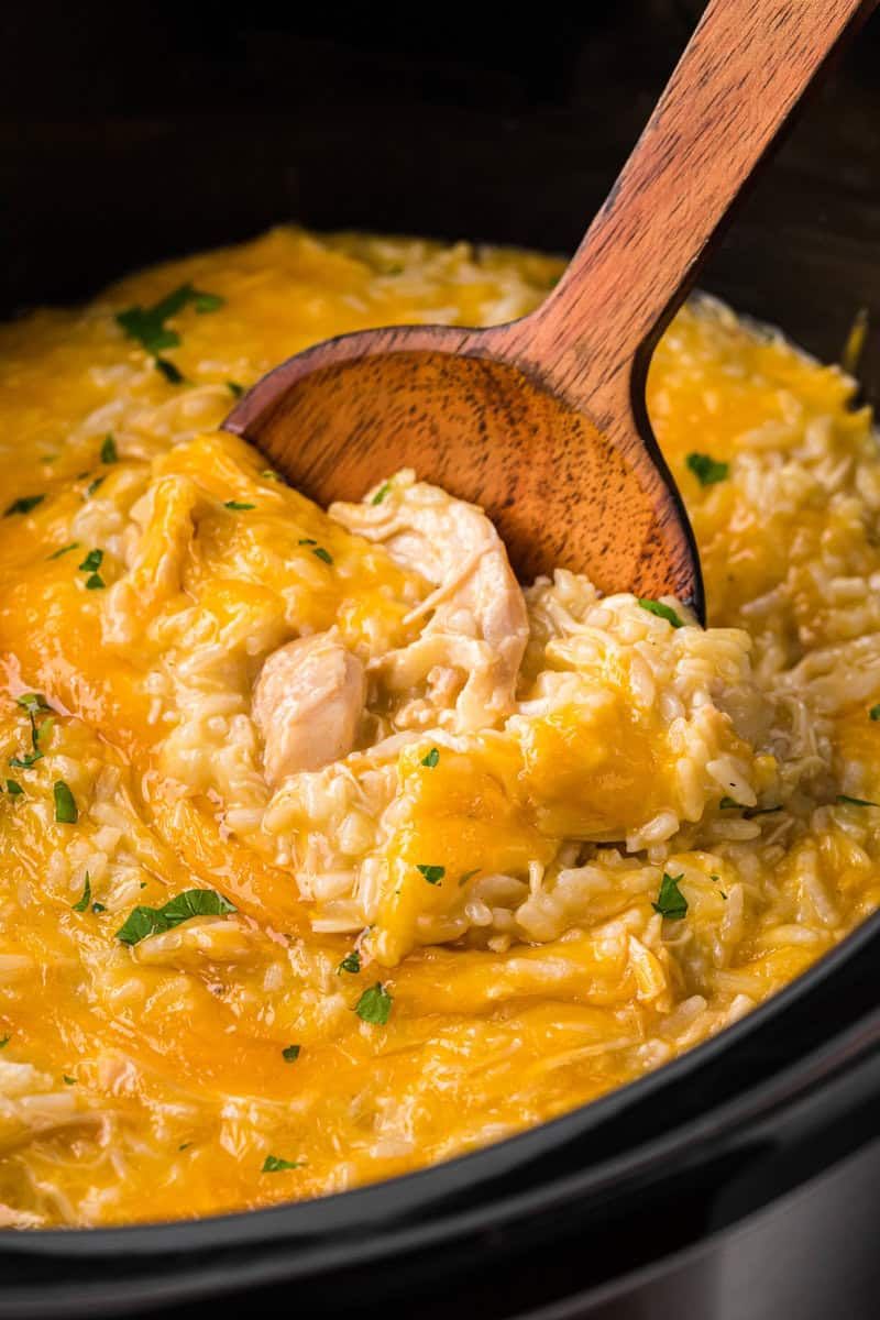 Slow Cooker Cheesy Chicken and Rice
