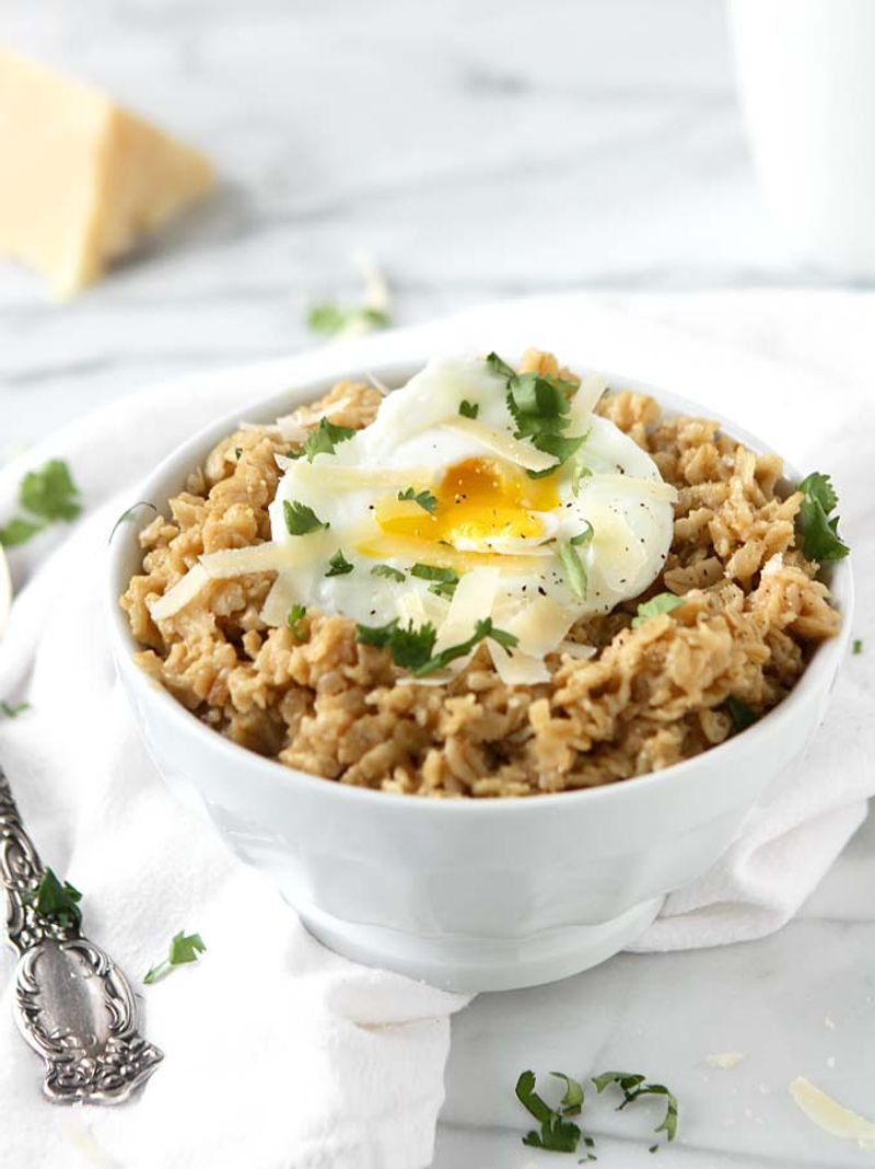 Savoury Oatmeal with Parmesan and Poached Egg