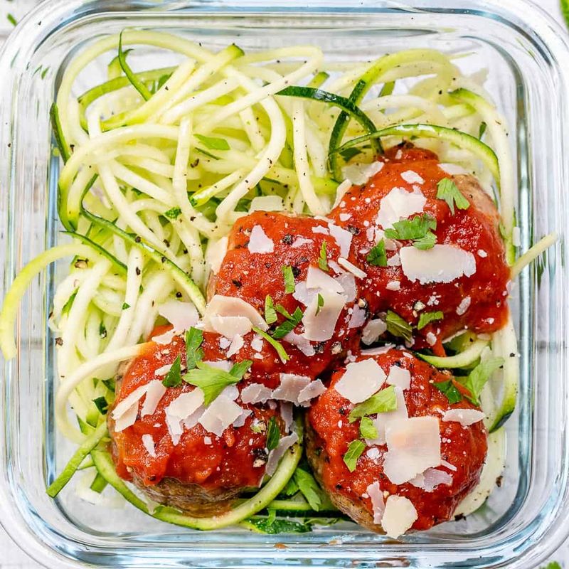 Zucchini Noodles with Marinara and Turkey Meatballs