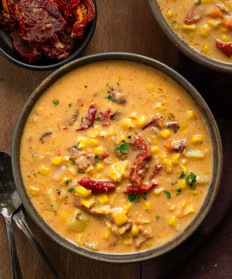 Sweetcorn Chowder with Roasted Tomatoes