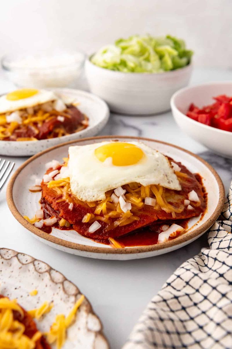 Stacked Red Chile Enchiladas