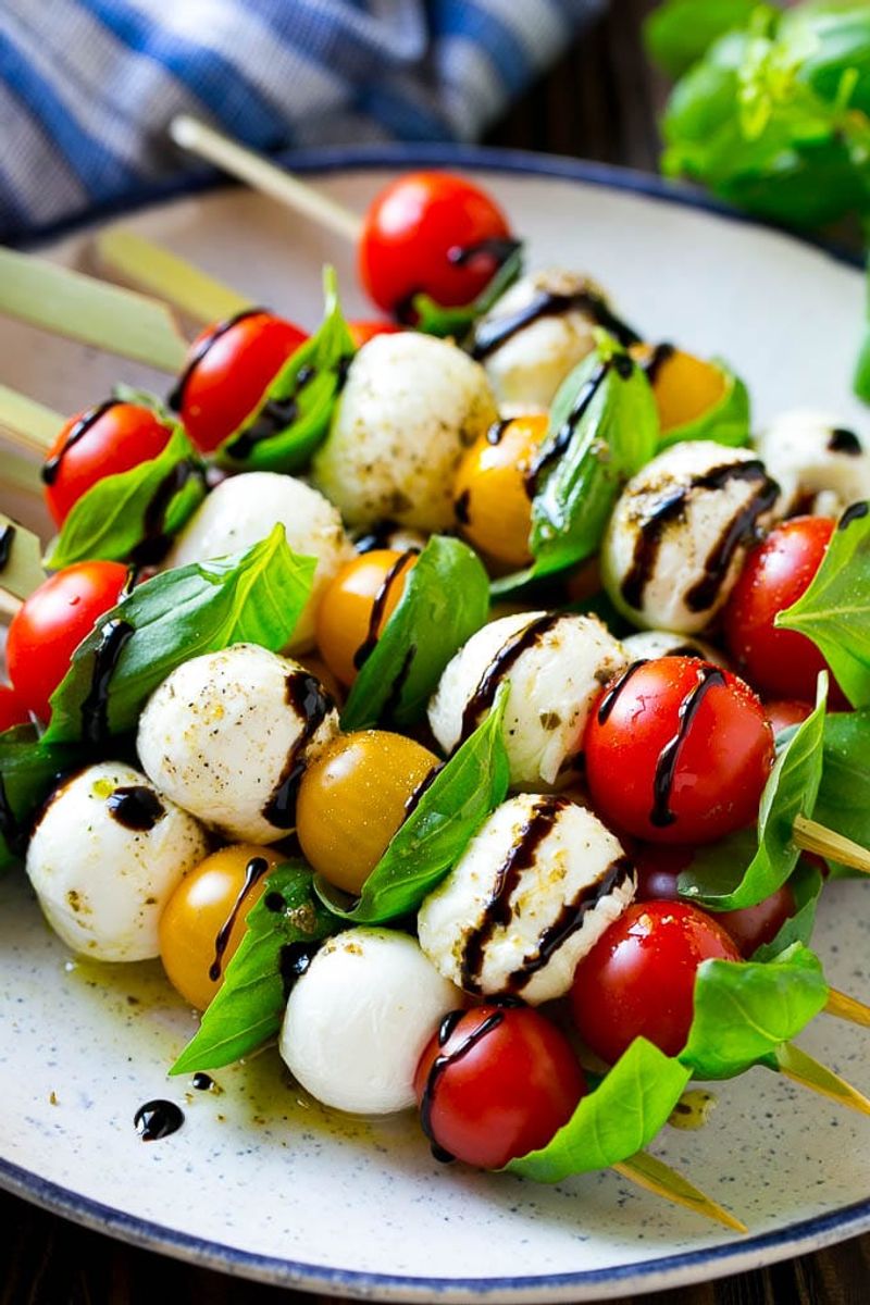 Mini Caprese Skewers with Balsamic Glaze
