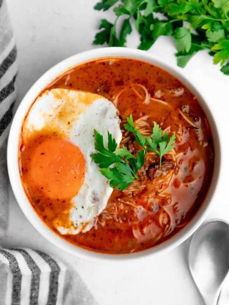 Peruvian Sopa a la Minuta - Quick Noodle and Beef Soup
