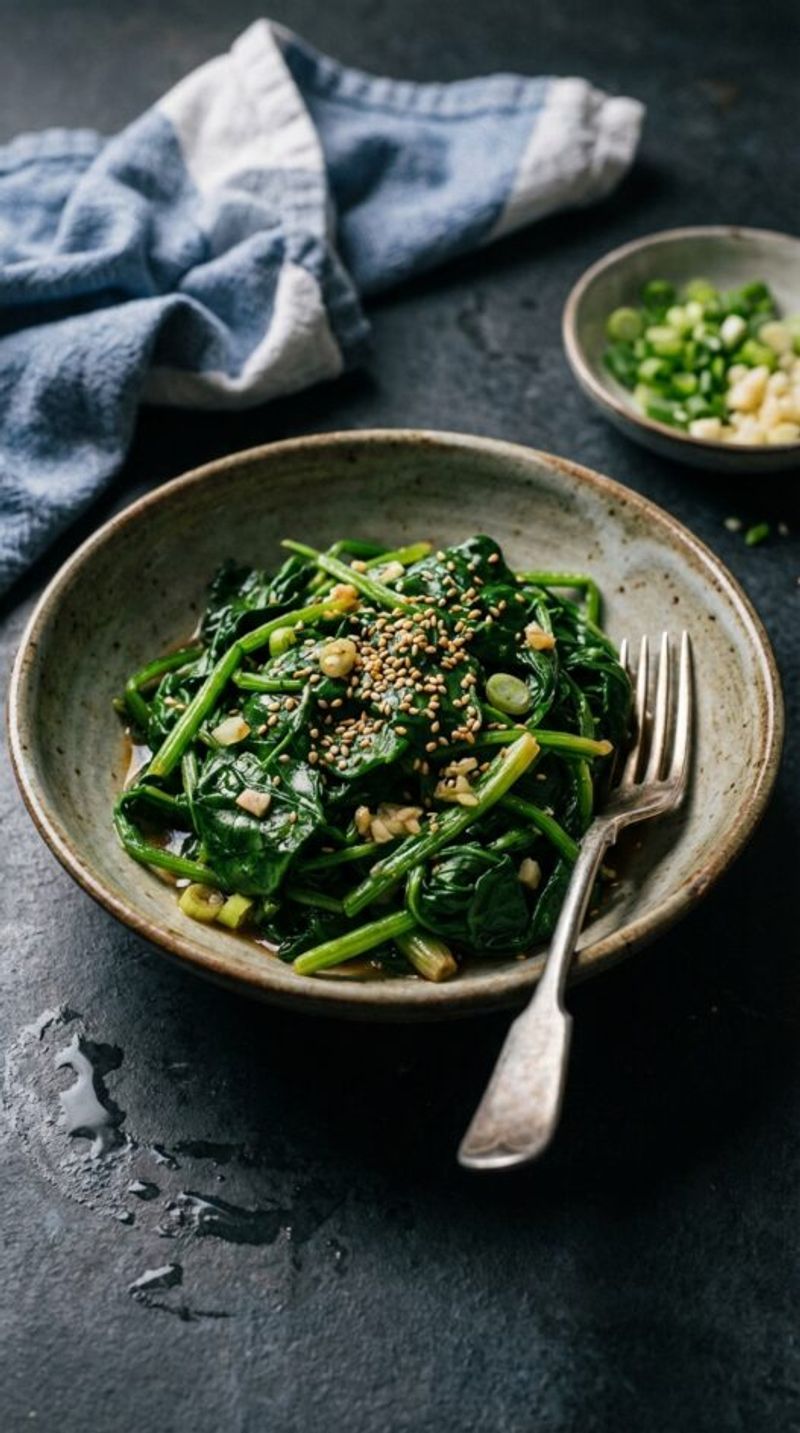 Korean Sigeumchi Namul (Seasoned Boiled Spinach)