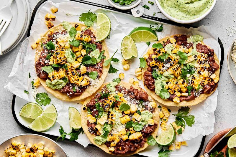 Mexican Black Bean and Roasted Corn Tostadas