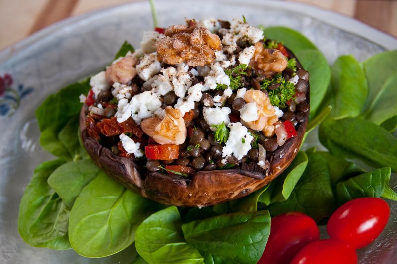 Grape and Walnut Stuffed Portobello Mushrooms