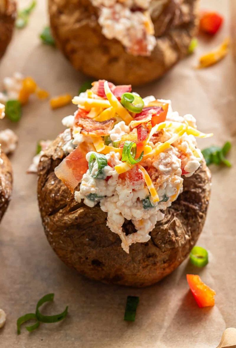 Soft Baked Sweet Potato With Cottage Cheese