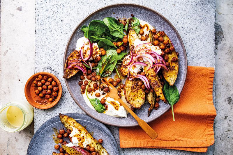 Spinach, Chickpeas, and Harissa